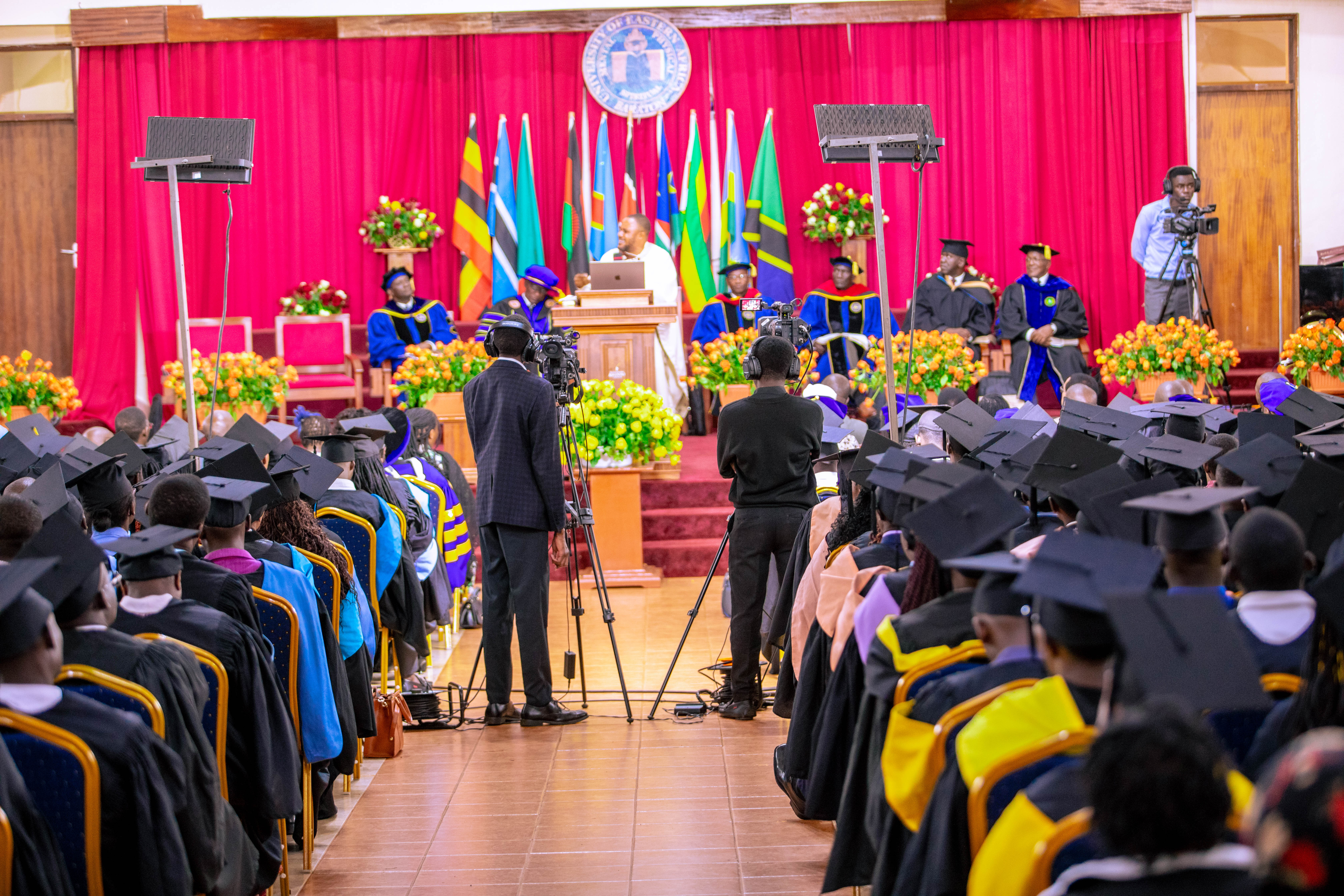 Graduation or academic ceremony setting representing completion and transition.